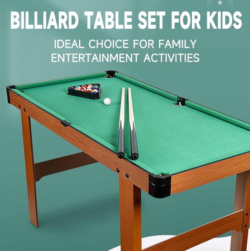 Kids Mini Pool Table - Wooden Billiard Set With Cues, Balls & Accessories For Family Game Night