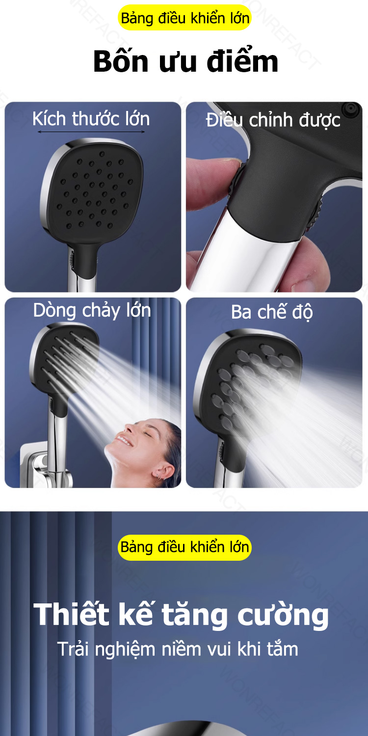 Large Size Luxury Bathroom Handheld Shower Head 3 Modes Adjustable High ...