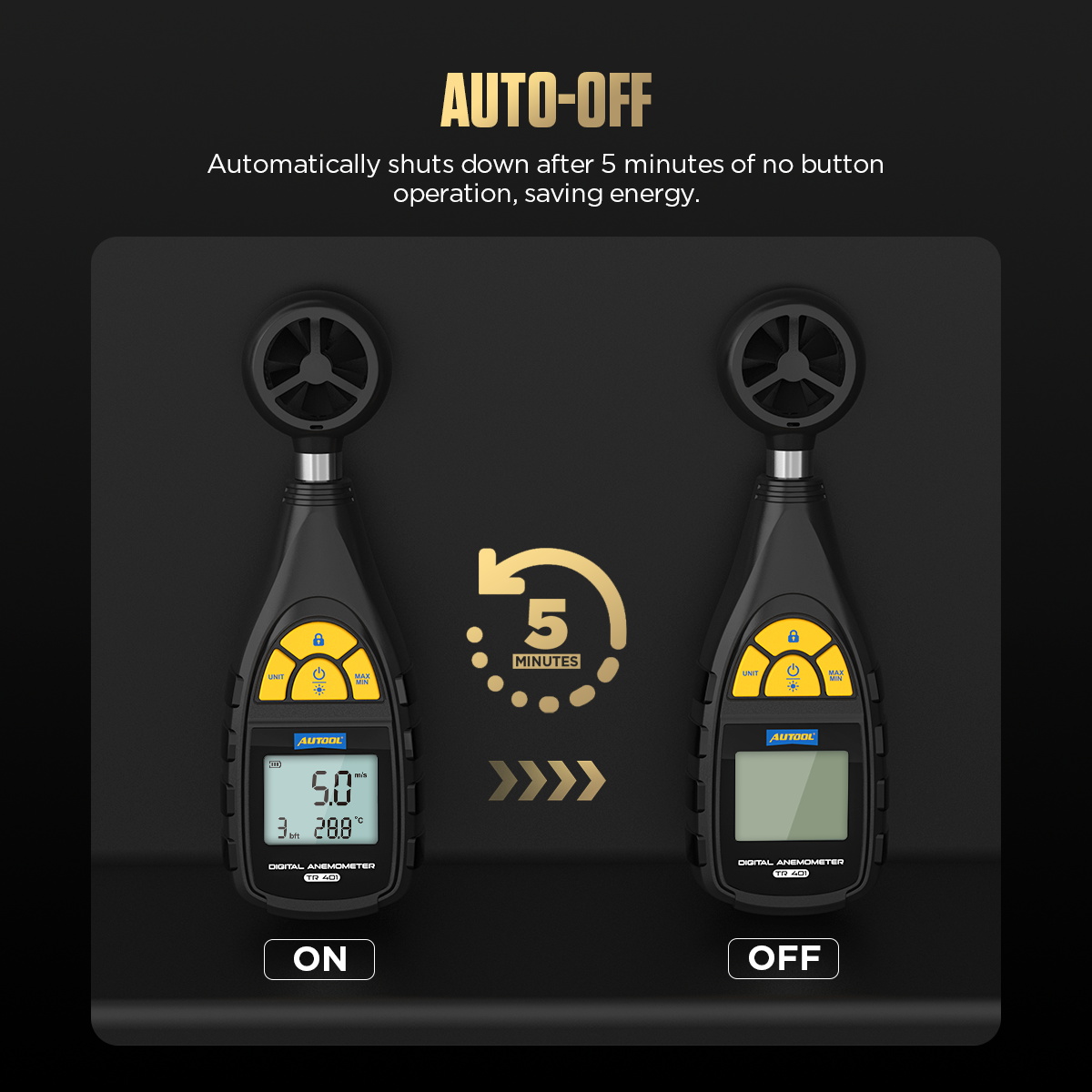 AUTOOL TR401 Digital Anemometer Handheld Air Flow Meter Wind Speed ...