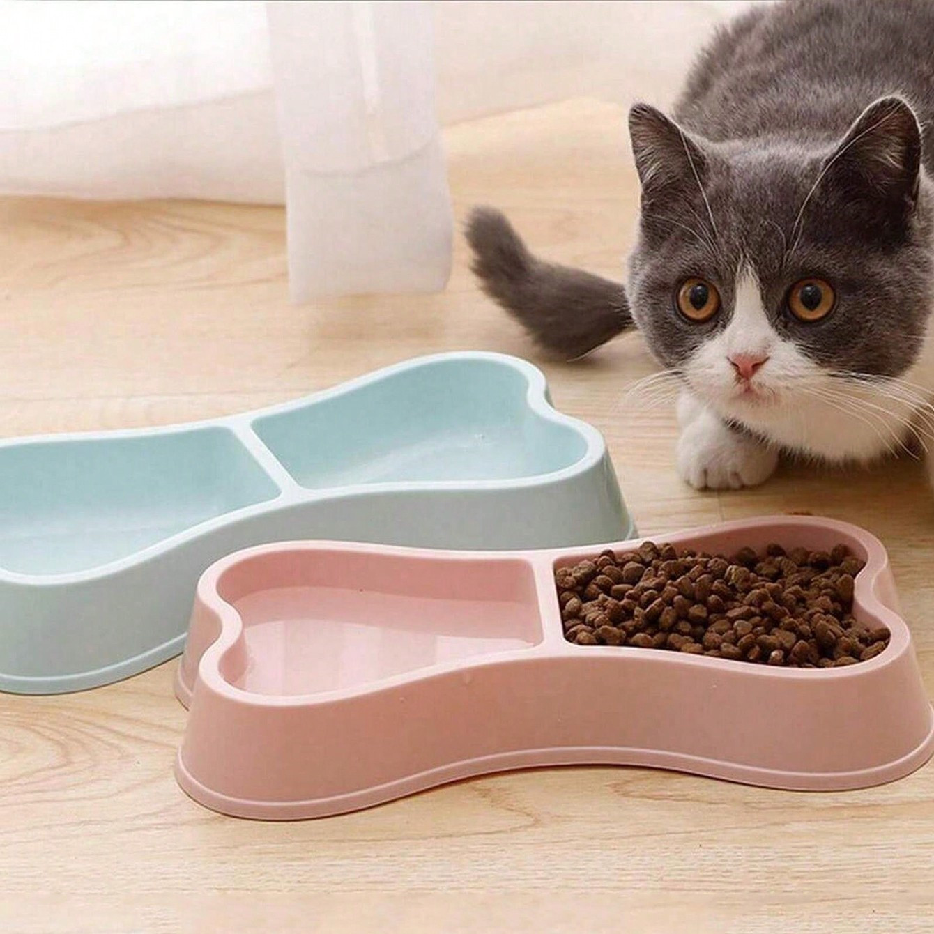 Macaron Color BoneShaped Pet Double Bowl Hawo Dog Bowl Pet Food