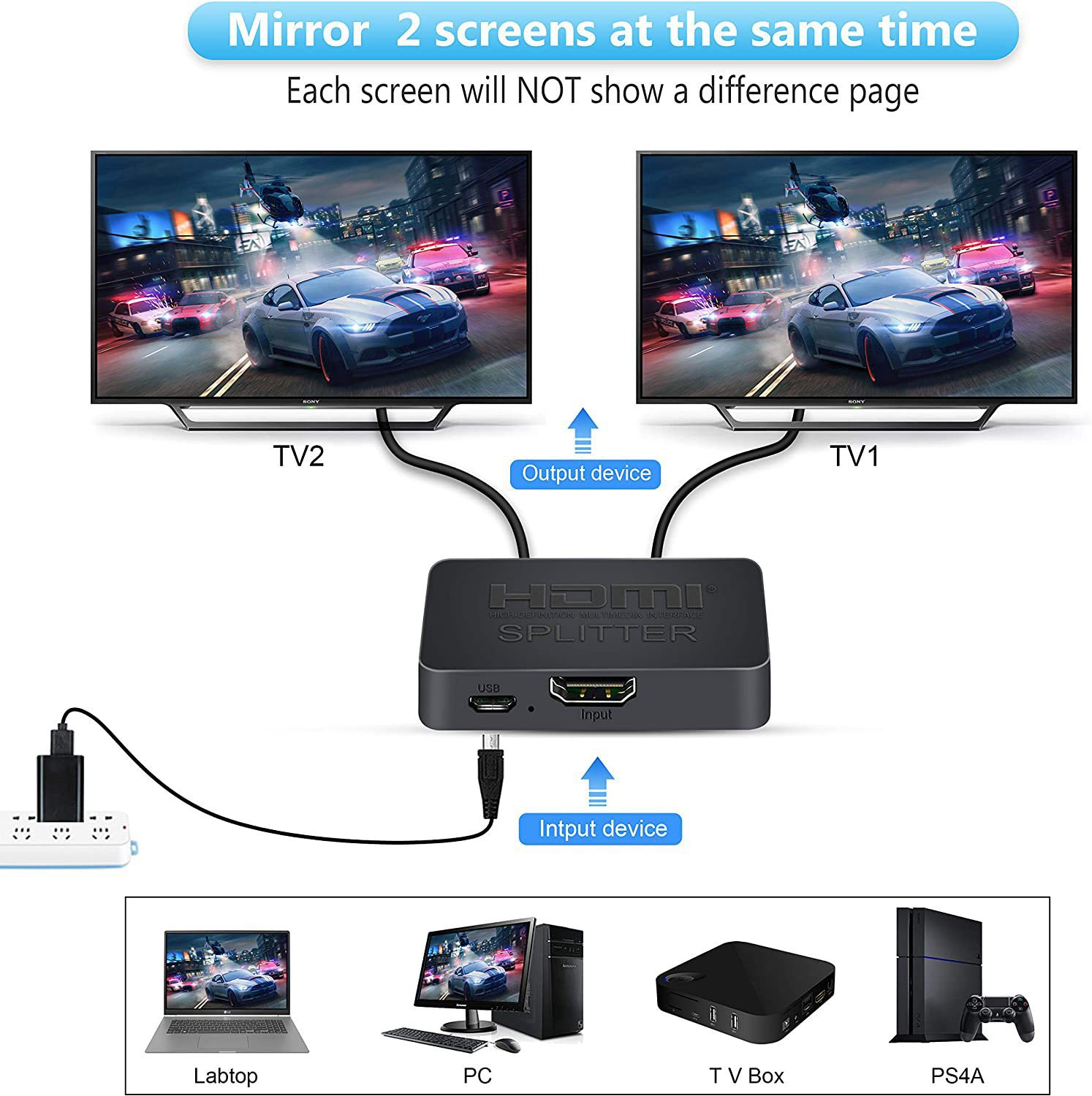 4K HDMI Splitter 1x4 1x2 HDMI Switch 1 in 4 out Video Distributor ...