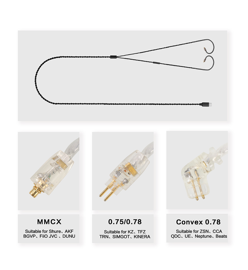 JCALLY TC4S 4 Core 2Pin 0.78mm MMCX QDC KZ C Pin Type C Upgrade Cable ...