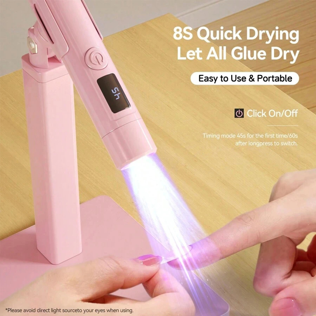 White Handheld Manicure Lamp with Screen Display, 360-Degree Rotating ...