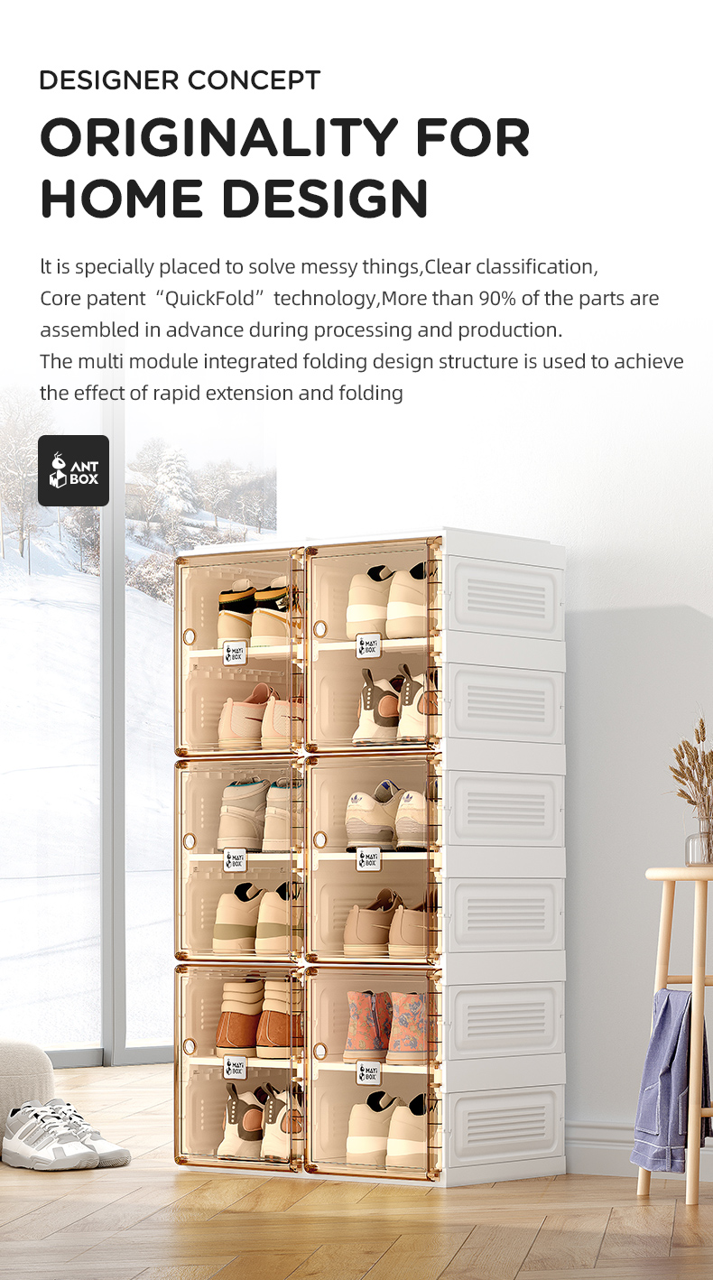 ANTBOX Foldable Shoe Box Racks Shoe Cabinets Shoes Storage Organisers ...