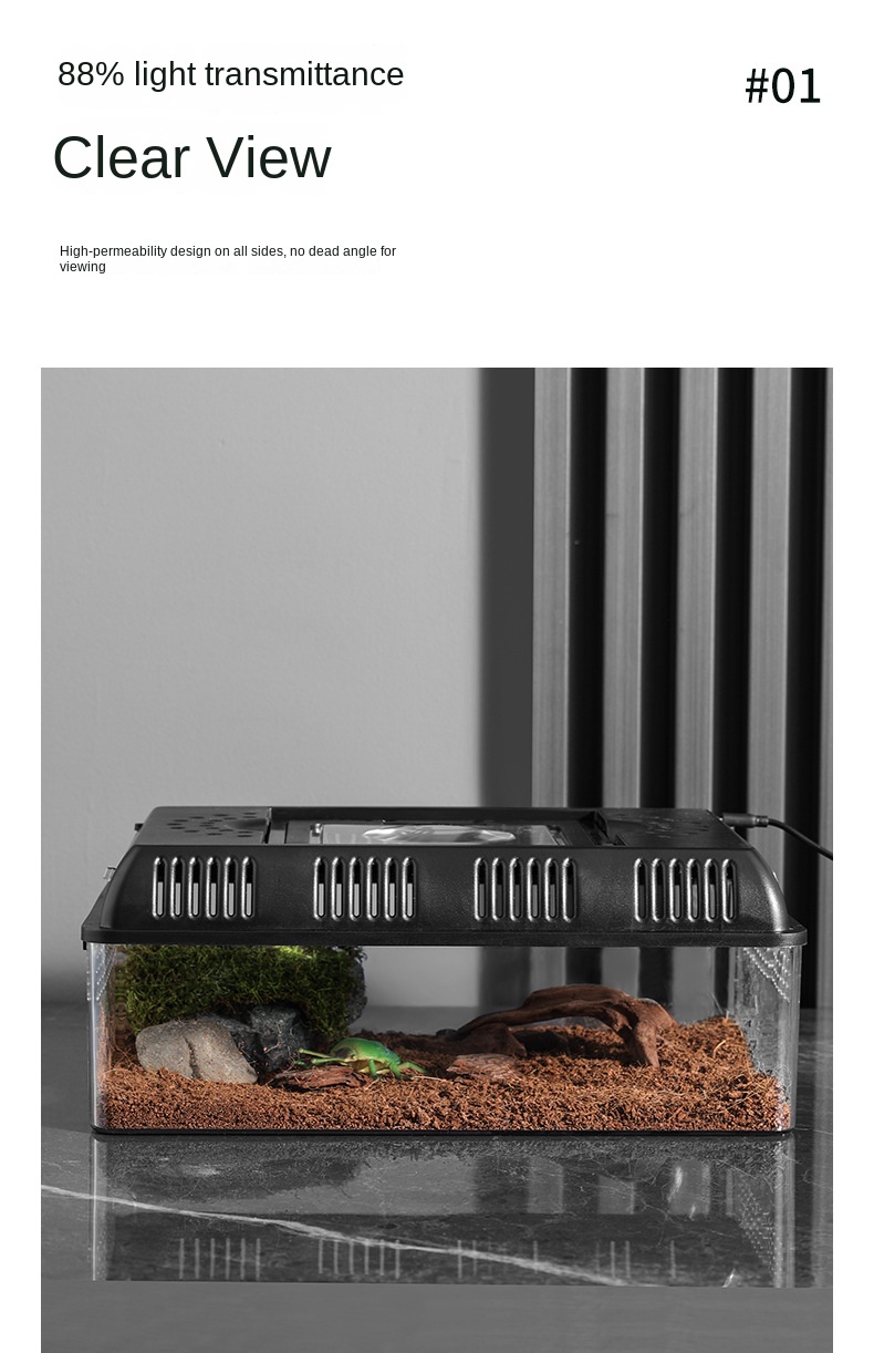 Crawling Pet Box Reptile Box High Transparent Portable Reptile Box ...