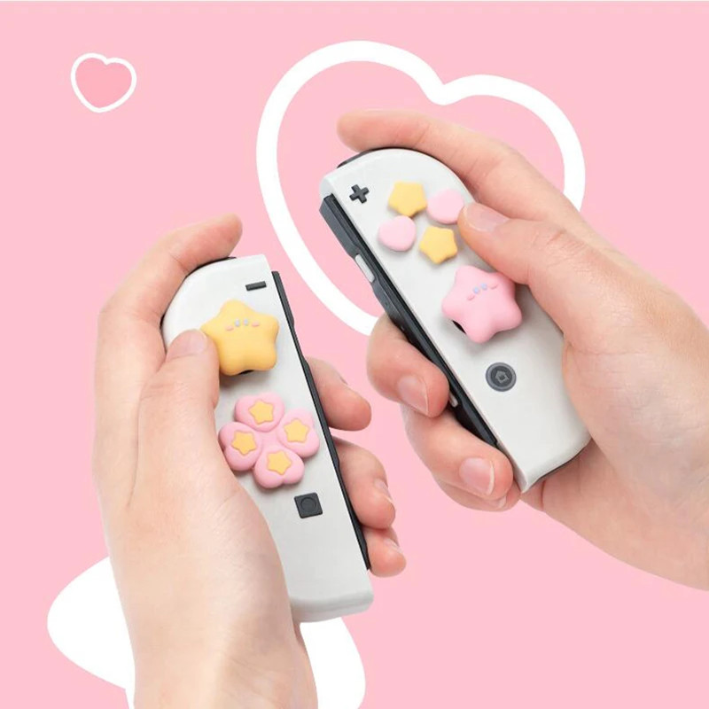 Cute Star Love Silicone Soft D-pad Cross Button ABXY Key Sticker Skin ...