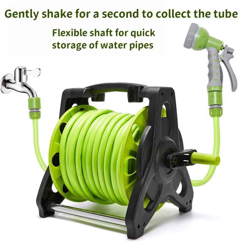 100ft Hose Reel Set Jardineer Hose Reel Cart With 100FT Hose & Spray Nozzle - Portable Garden Hose Set With Wheels Gorilla Hose Reel Cart