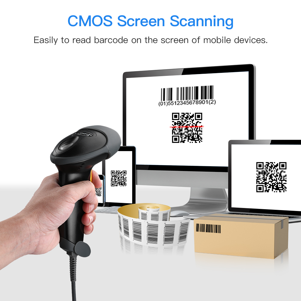Eyoyo 1D 2D USB Wired Barcode Scanner Screen Bar Code Reader Scanning ...