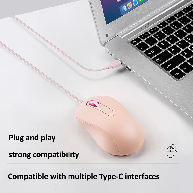 3D Type C Wired Mouse Gaming Mouse Silent Ergonomics Optical Mouse ...