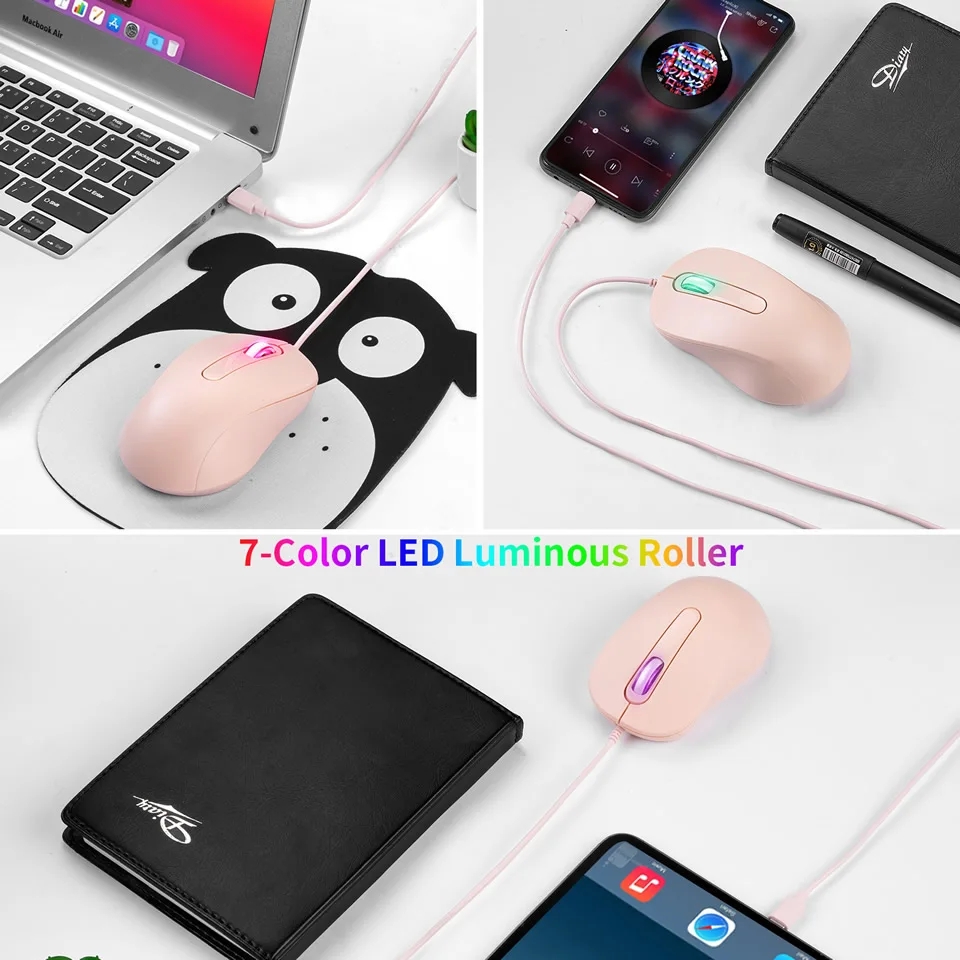 3D Type C Wired Mouse Gaming Mouse Silent Ergonomics Optical Mouse ...