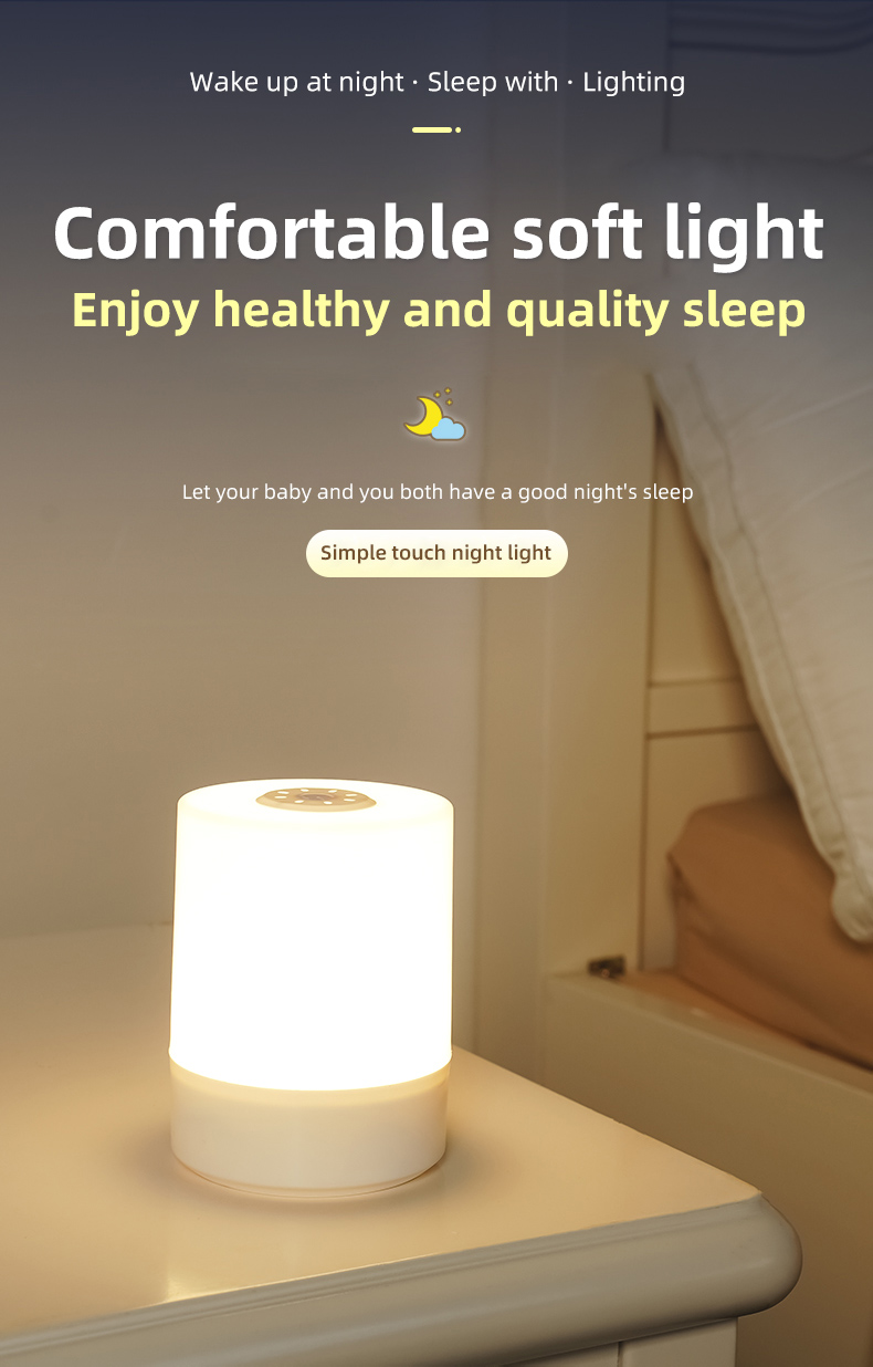 LED Touch Night Light Desk Lamp 3 Color Stepless Dimming USB Charging ...