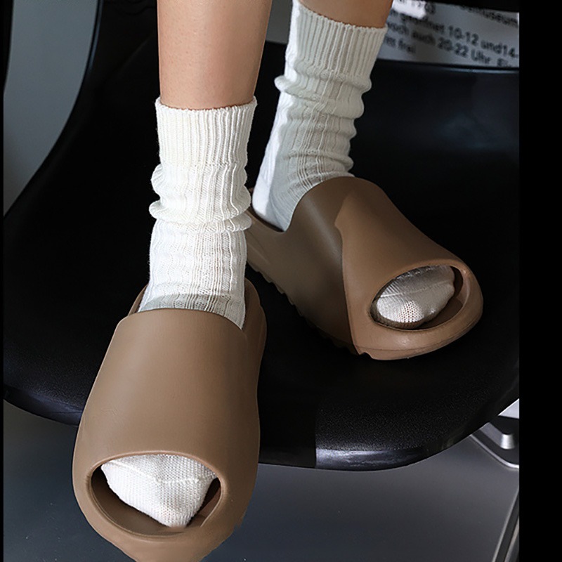 Classic solid color mid-rise socks for men and women four-season sports ...