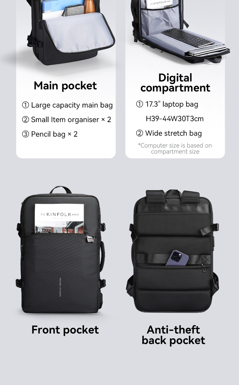 Mark Ryden Expandable Large Capacity Backpack For Men Bagpack Fit 17.3 ...