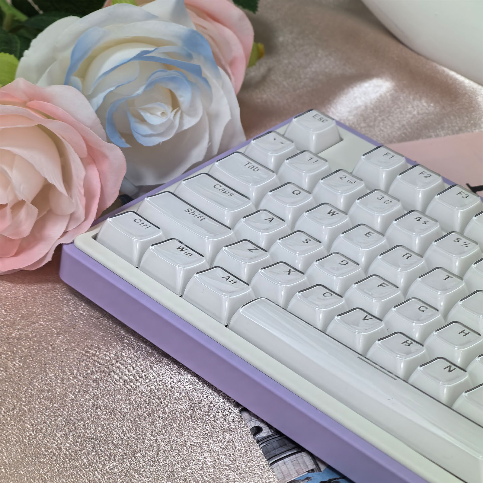 Keycaps Crystal Jelly Rose – 113 Touches Transparentes – Compatibles MX (Cherry, Gateron…) – Pour Claviers 61 à 104 Touches