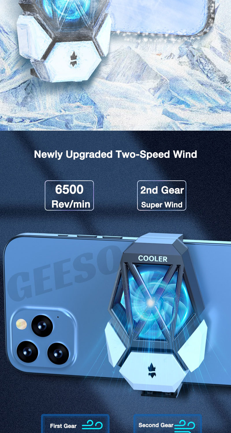 GEESO Universal Mini Mobile Phone Fan Radiator Turbo Hurricane Game ...