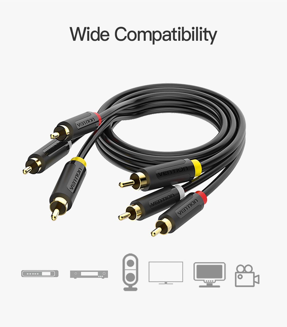 Vention Audio Video RCA Cable 3RCA to 3RCA Composite AV Cable ...