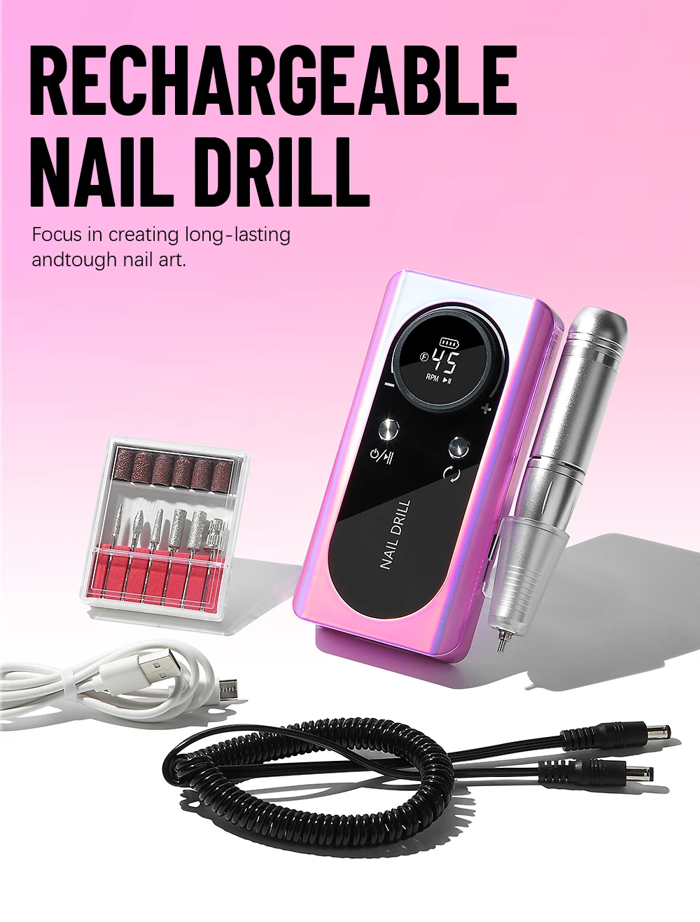 FZC 45000RPM Nail Drill Machine Electric Portable Nail File ...