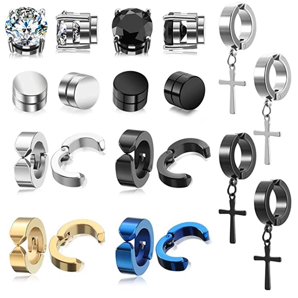 1 Pcs Punk Unisex Strong Magnet Magnetic Ear Stud Non Piercing Earring ...