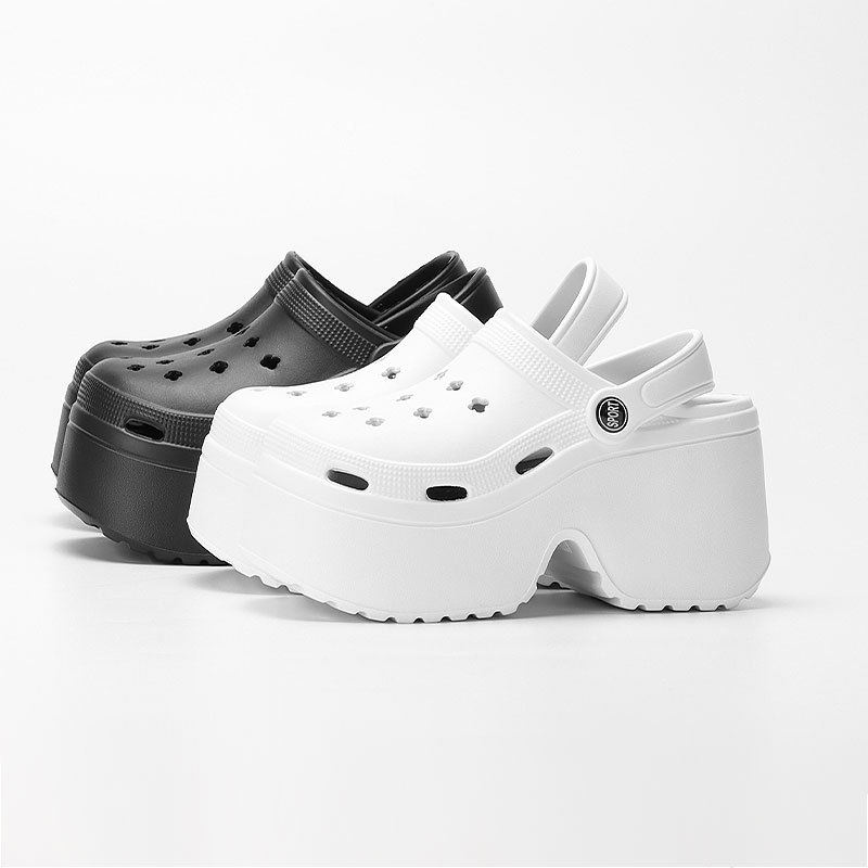 Korean 9cm Heeled Wedge Slippers For Women Corcs Clogs EVA Sandals Slip ...