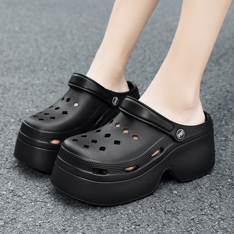 Korean 9cm Heeled Wedge Slippers For Women Corcs Clogs EVA Sandals Slip ...