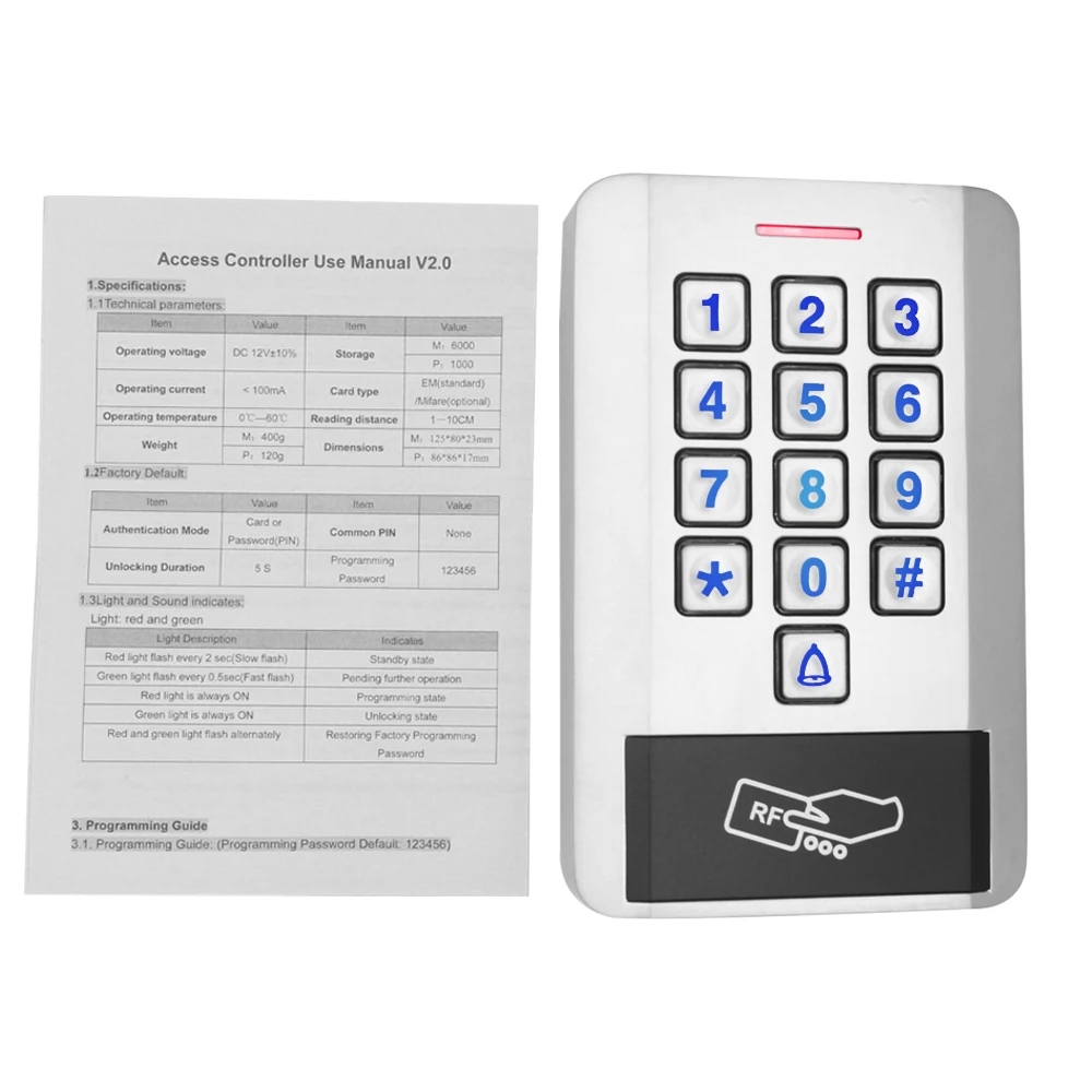 125KHZ RFID Password Keypad Access Control Backlight Waterproof IP68 ...