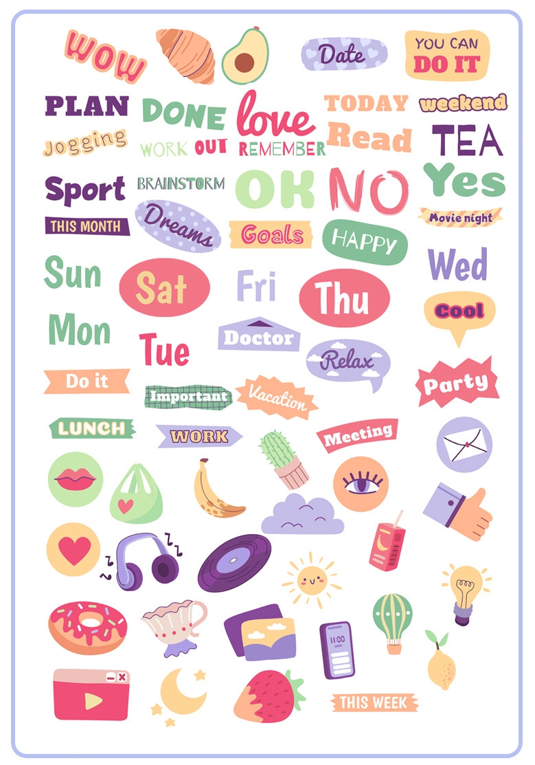 【65pcs】English letters Stickers Cute Cartoon Decorate Stationery ...