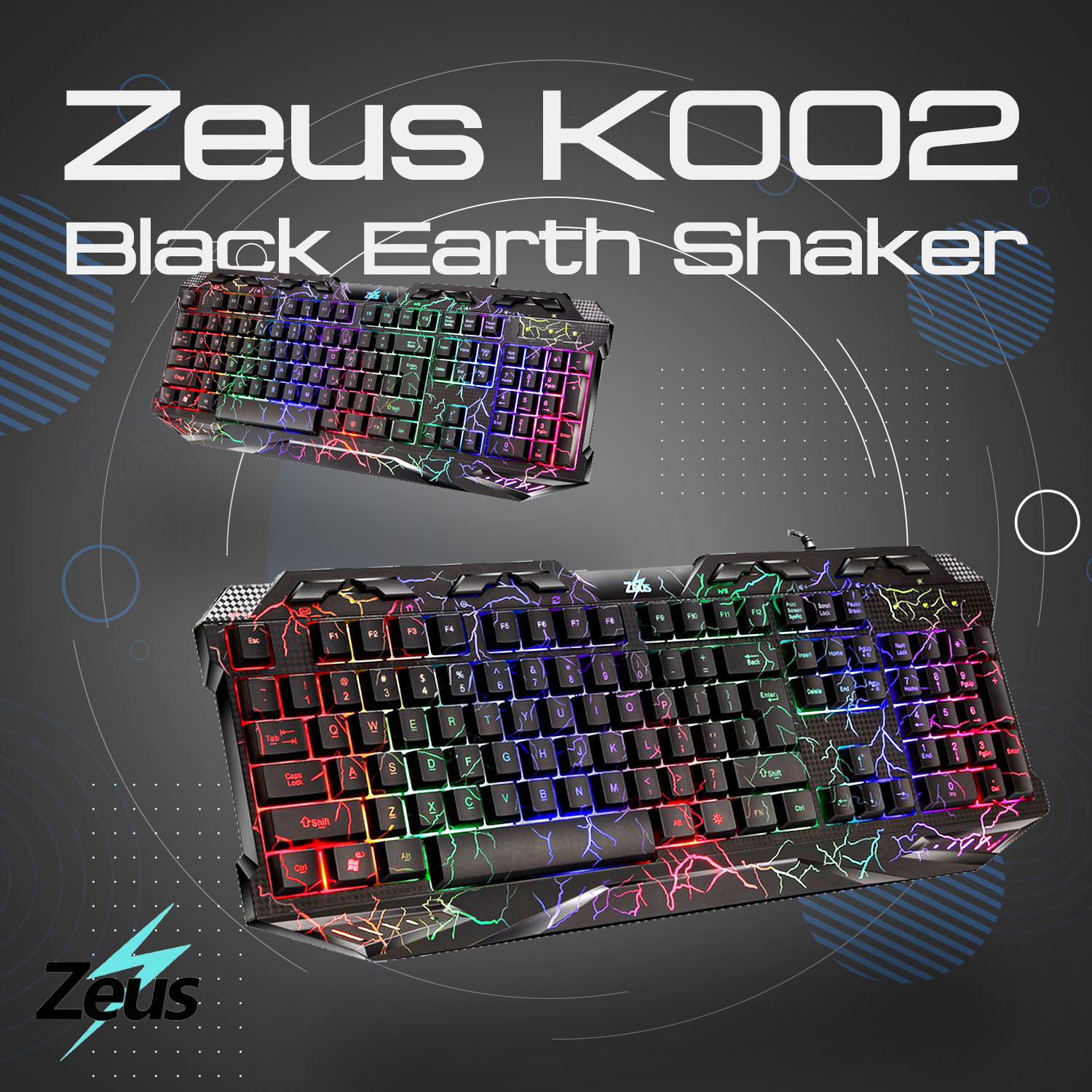 Zeus K-002 Black Earthshaker Multi-Media Gaming Keyboard | Shopee ...