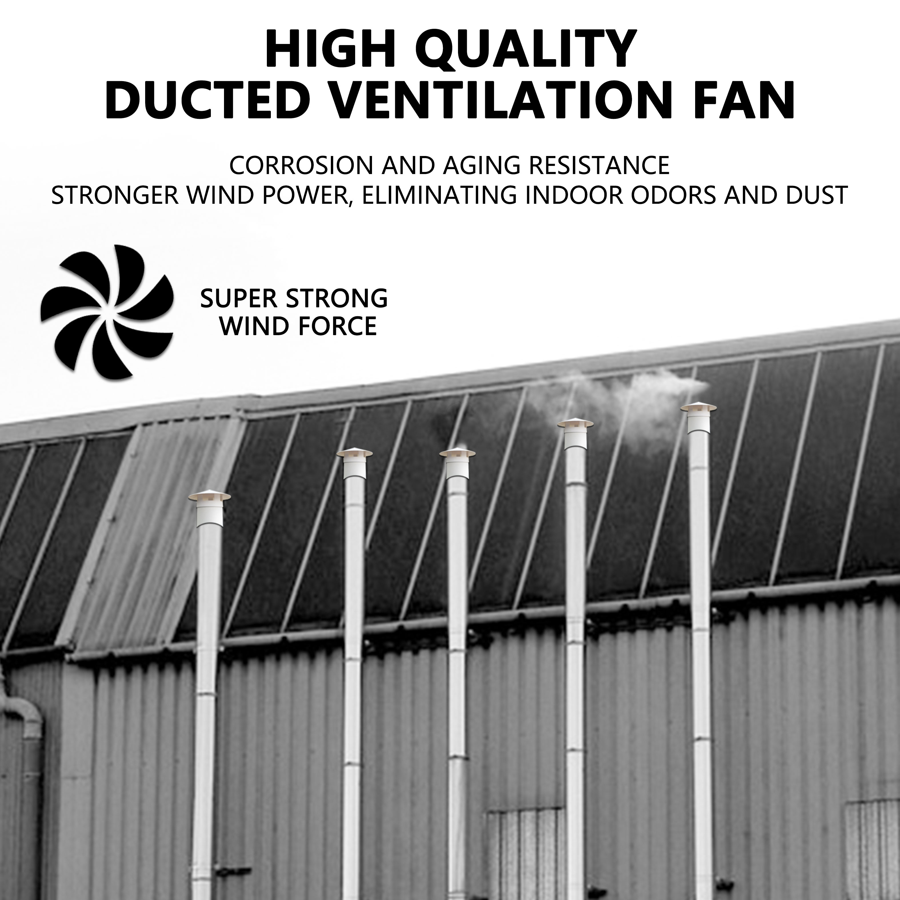 Solar Roof Pipe Fan 110/160 Pipe Fan PVC Roof Powerful Exhaust ...
