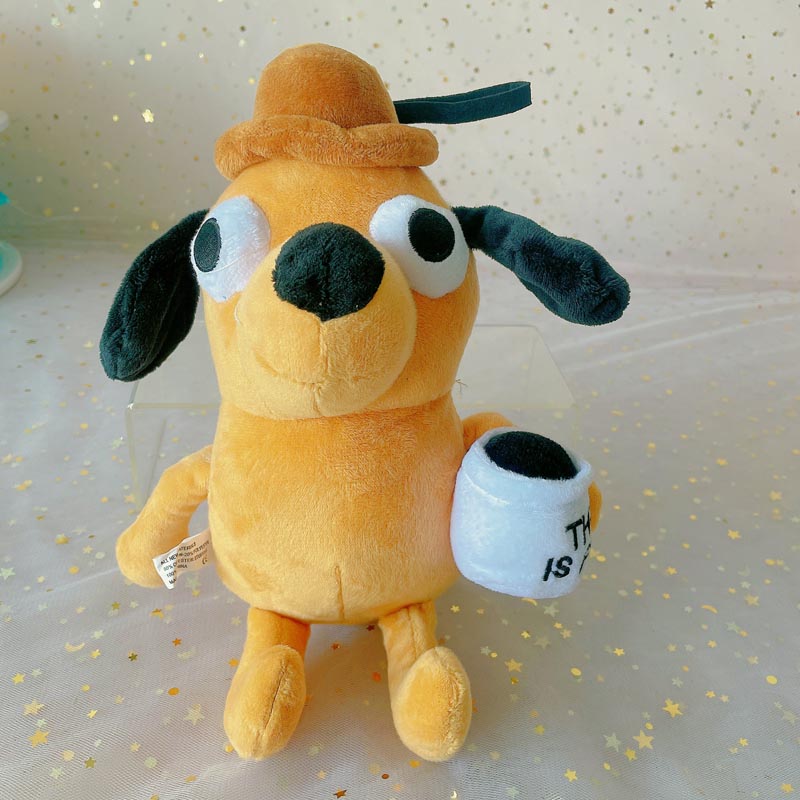 25cm This Is Fine Meme Coffee Dog Plush Toy Soft Stuffed Doll Stuffed Plush  Animals Kids Toy Gift for Children Boy Birthday