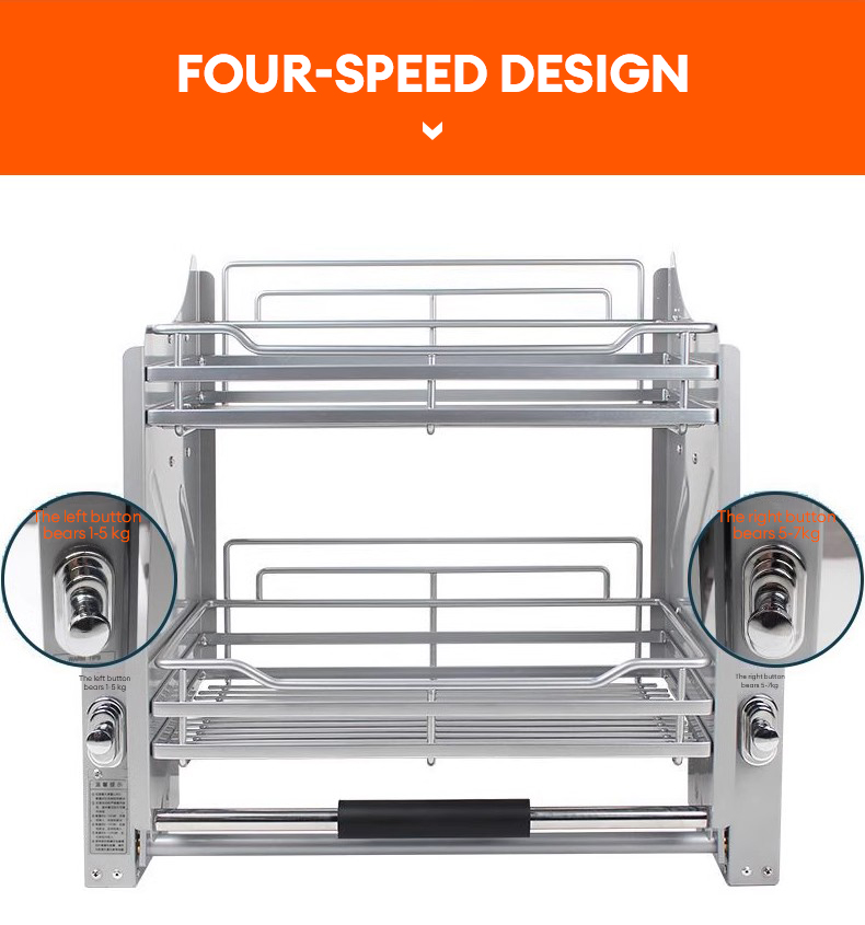 GAA Adjustable Pull Out Basket Pull Down Dish Rack Pull Wall Cupboard ...