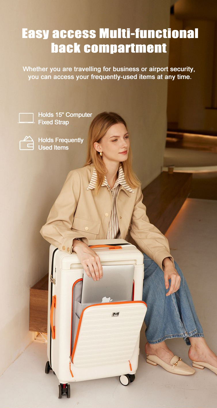 Luggage New Front Opening Wide Trolley Luggage Travel Bag Boarding Case