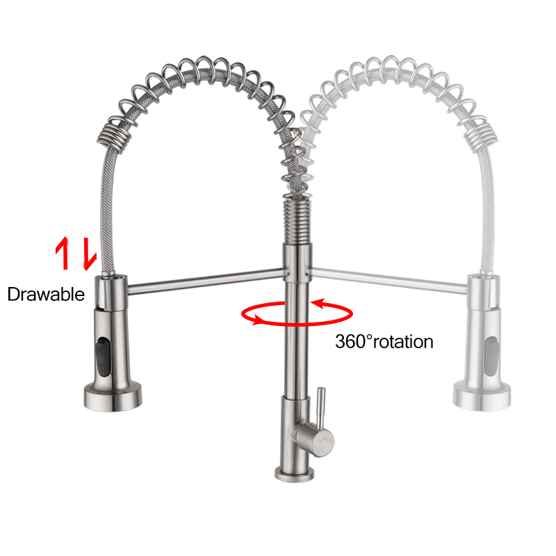baokemo 304 Stainless Steel Kitchen Faucet Spring Pull Single Cold ...