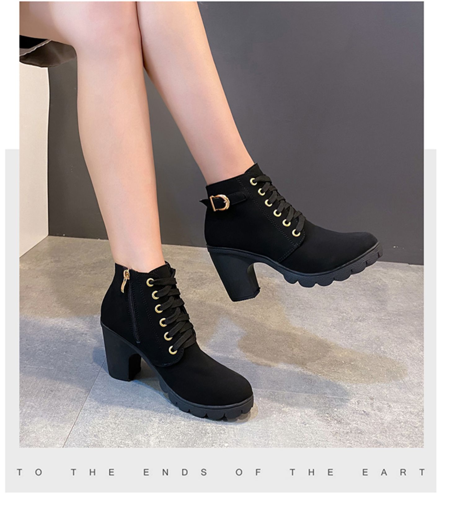 Korean dwarf boots fashion women s high heel shoes add one size Shopee Philippines