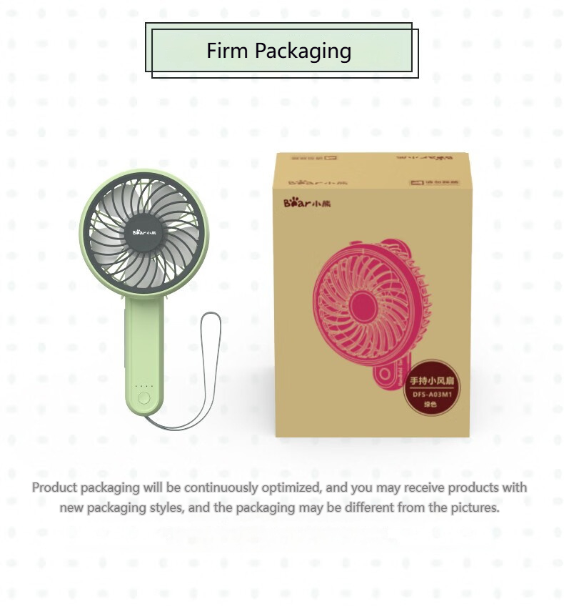 Bear Rechargeable Electric Fan Portable Mini Fan for School Cooling Fan ...