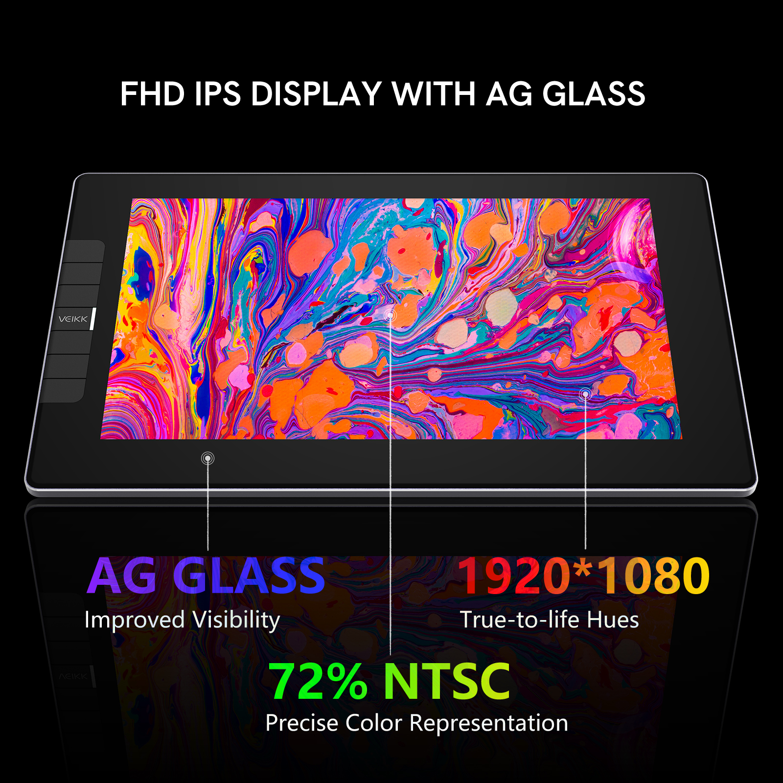 VEIKK VK1200V2 Pen display Graphic Drawing Monitor with Free Pen Holder ...