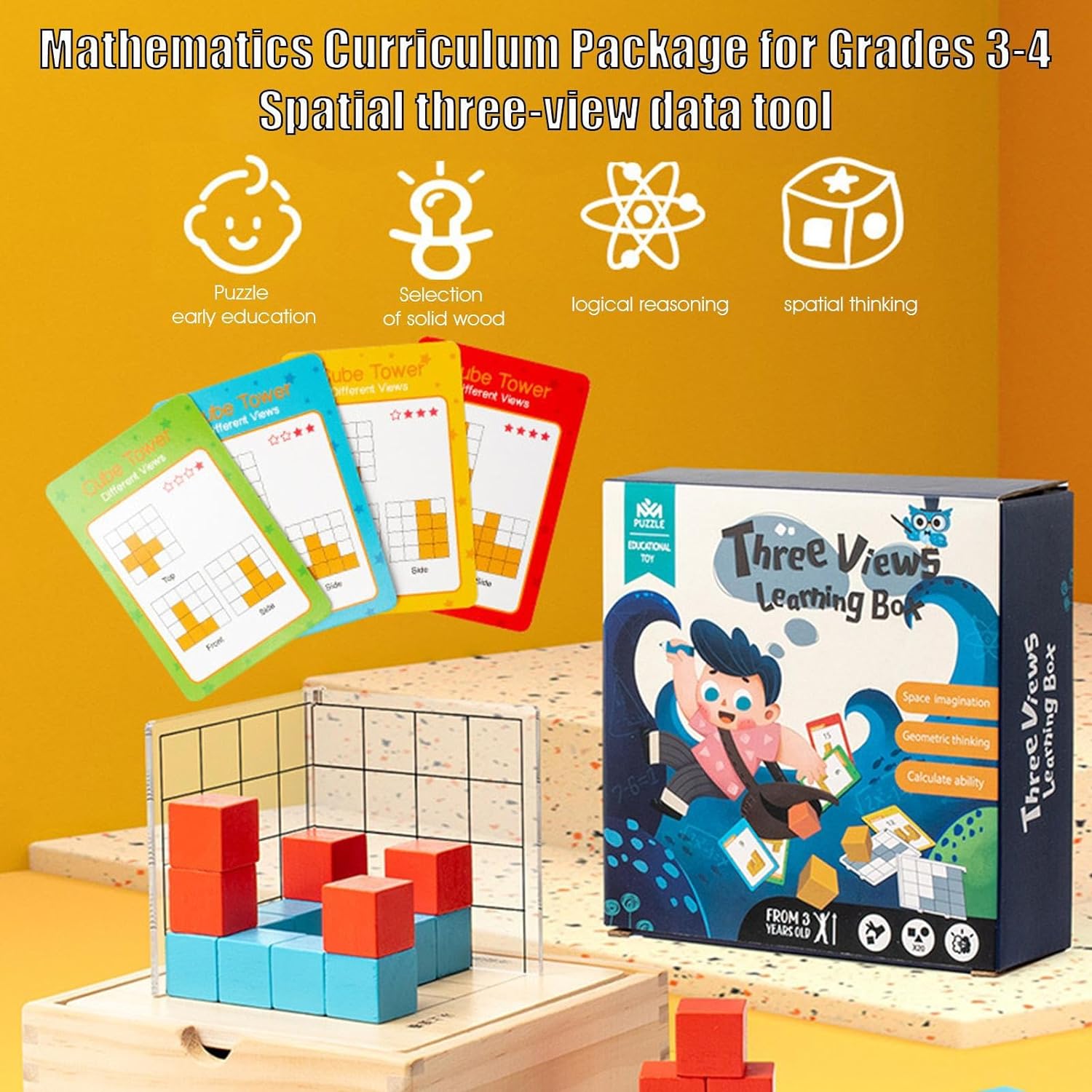 Montessori Wooden Building Blocks with 3D Stereo Projection Space ...