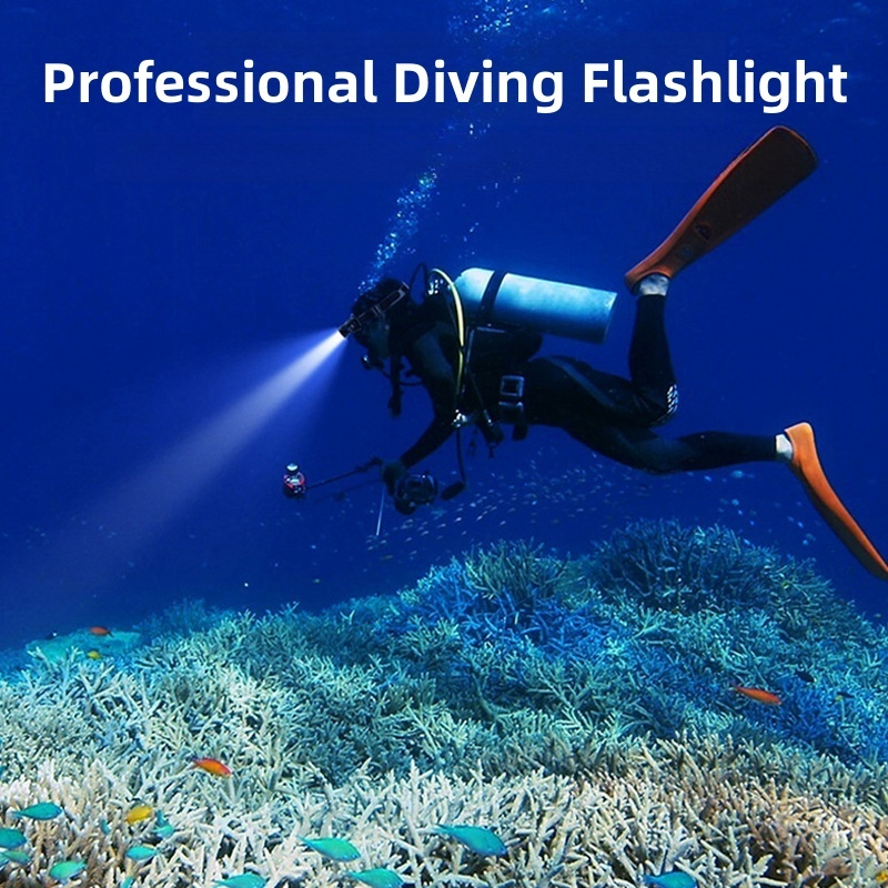 Acciaiie Diving Flashlight Headlight Flashlight Rechargeabl Waterproof ...