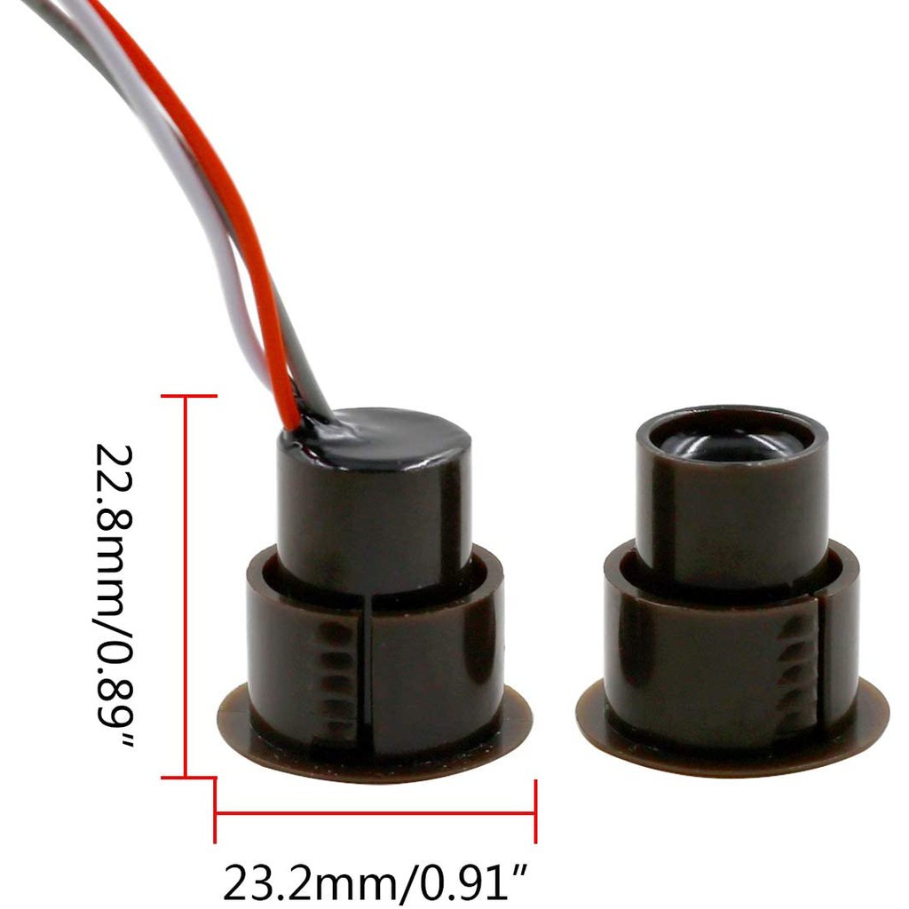 Lot De 2 Capteurs Magnétiques Porte/Fenêtre RC-36 NC - Fils 26cm - Marron - Pour Alarme