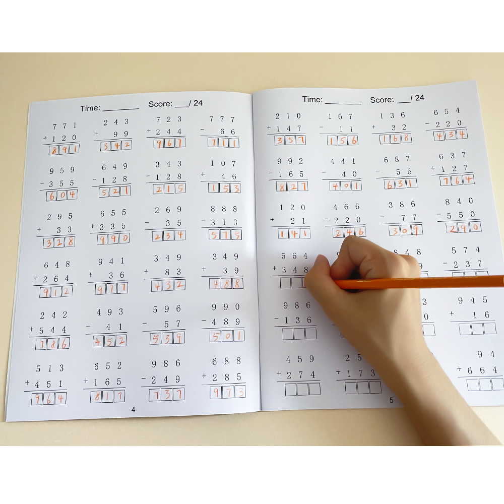 32 Pages Math Arithmetic Workbook Addition & Subtraction within 1000 ...