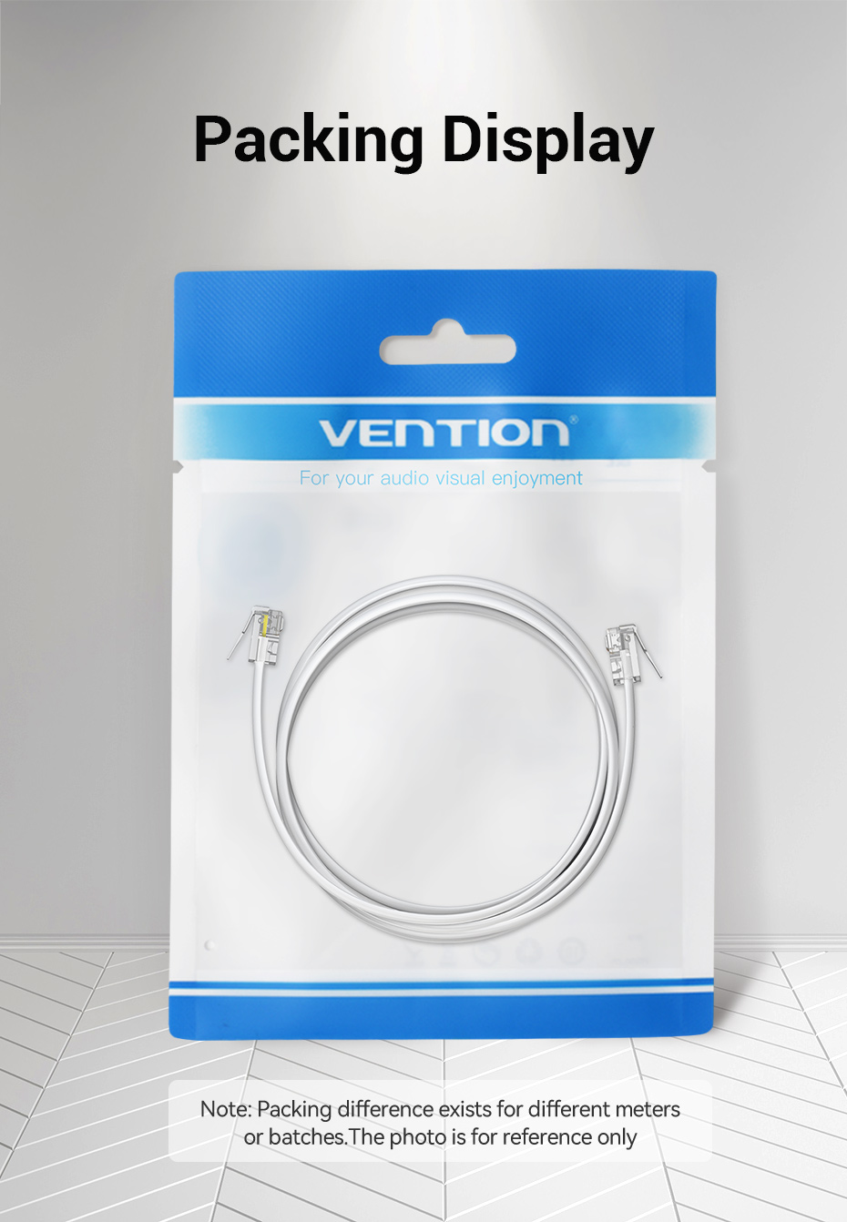 VENTION Flat 6P4C Telephone Patch Cable White IQB Designed for ...