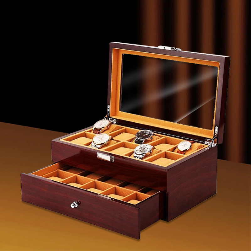BLUETIDE Spot Goods Luxury Gift Brand Watch Box Organizer Wooden Double ...