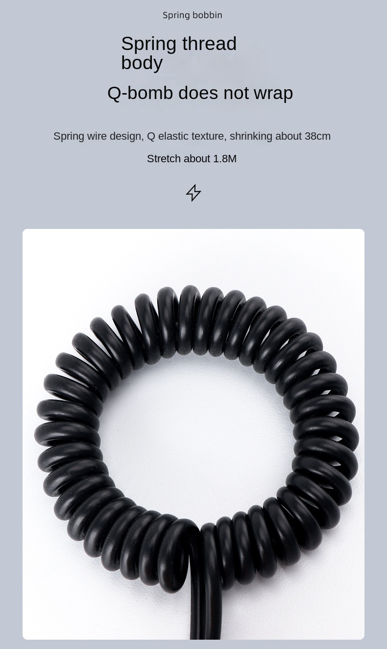 100W 3 in 1 T-Shaped Spring Charging Cable With Indicator Light ...
