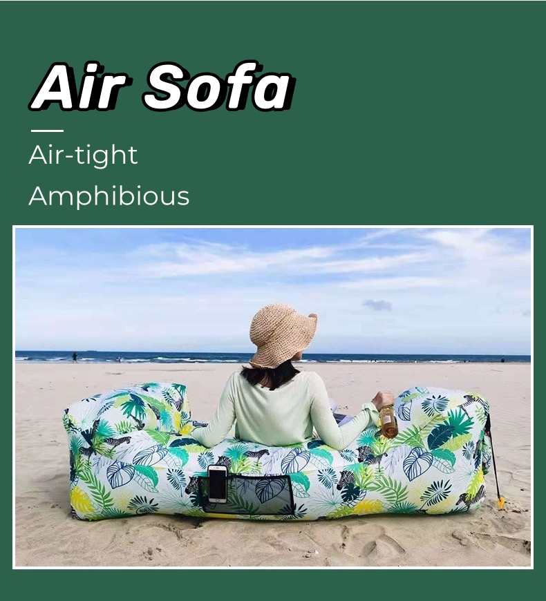 Inflatable Sleeping Bag Banana Bed With Pillow Folding Sofa Beach Air ...