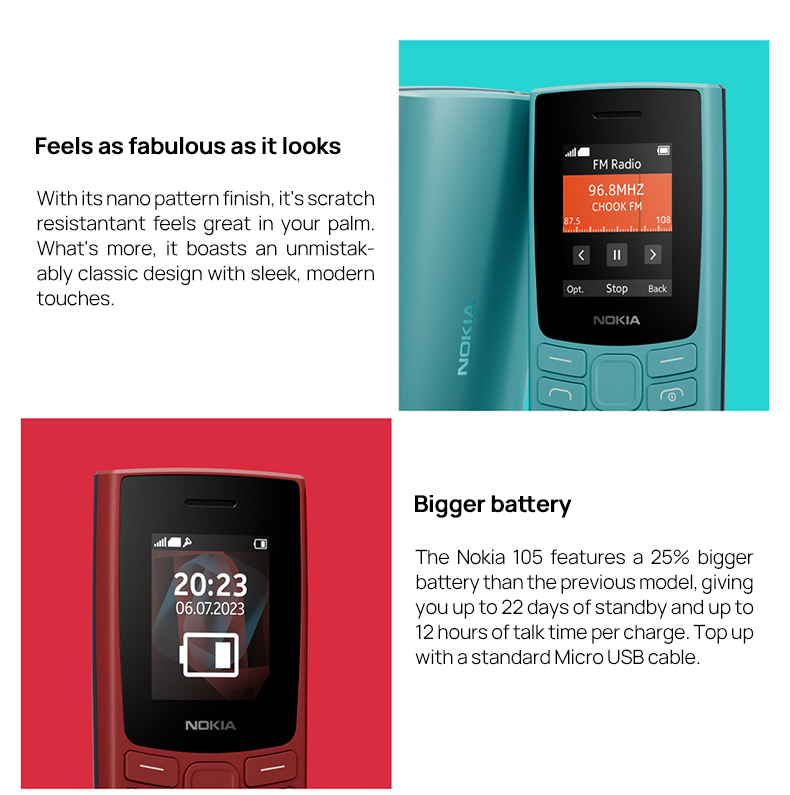 Nokia 105 4G Keypad Basic Phone 1.8'' Screen Dual Sim 1450mAh Durable ...