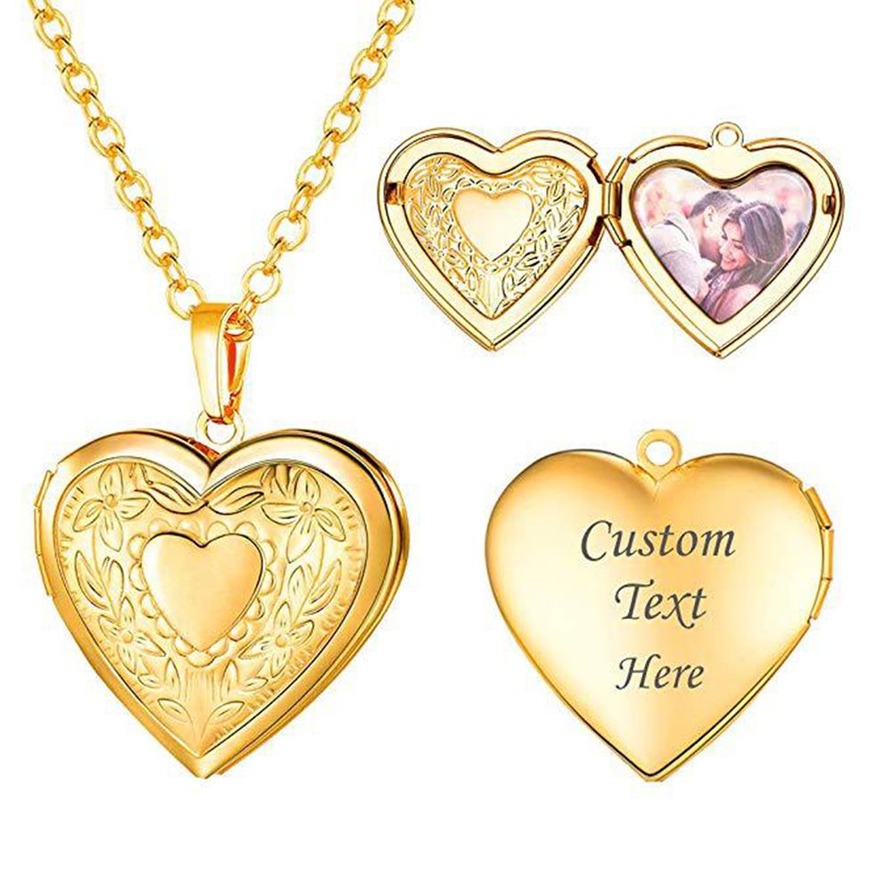 Gift Photo Picture Locket Lover Heart Shaped Necklace Chain Friend Men ...