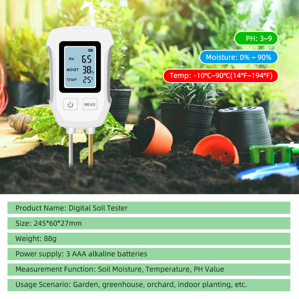 RCYAGO 3 In 1 Soil Tester Double Probe Soil Meter High-Precision Soil ...