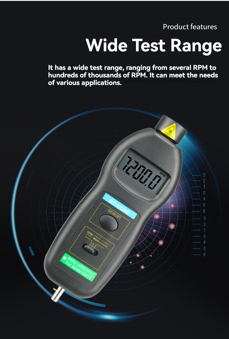 DT2236C Speed Detector Meter Laser Tachometer DT 2236C, LED Digital ...