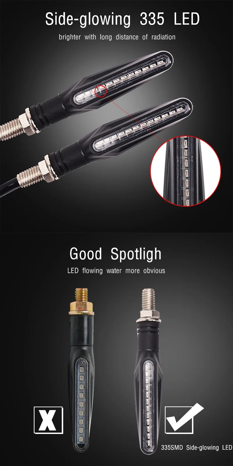 HIFAST 2PCS Universal Motorcycle Turn Signal Lights SMD High Bright ...
