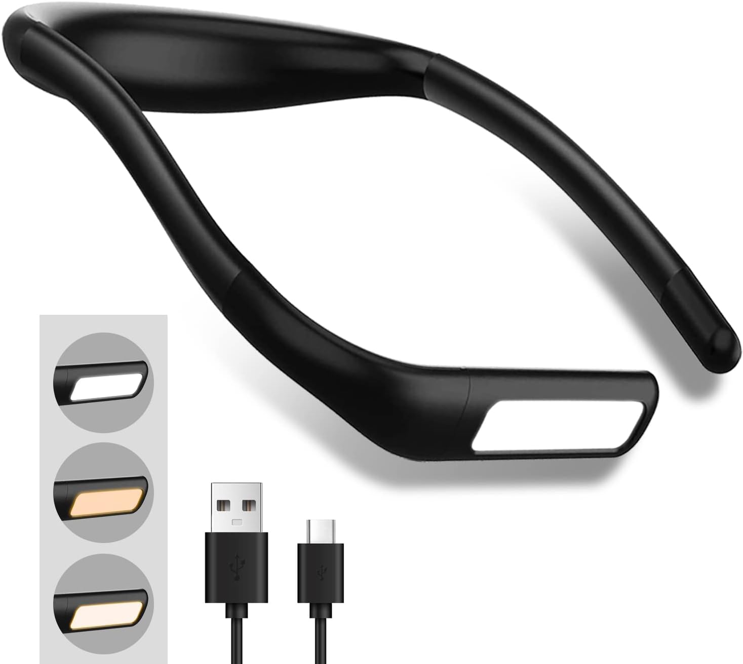 Bloepum 2-Pack Rechargeable USB Neck Reading Lamp – 2 Brightness Levels, Flexible Bendable Arms For Reading, Camping, Repairing & Night Running