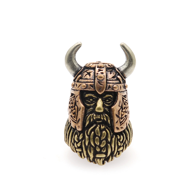 CNEDC Brass Copper Viking Man Beads Lanyard Paracord Key Rings Pendants